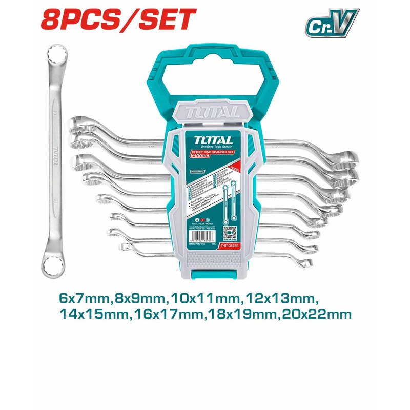 Total 8 Pcs Offset Ring Spanner Set THT102486