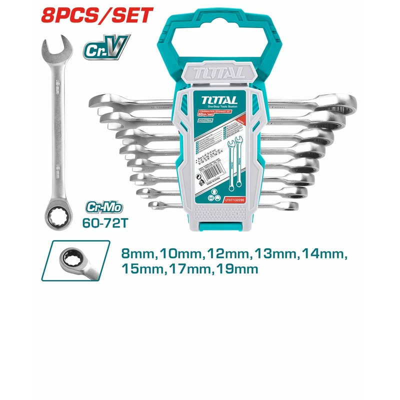 Total 8 Pcs Ratchet Spanner Set THT102RK086