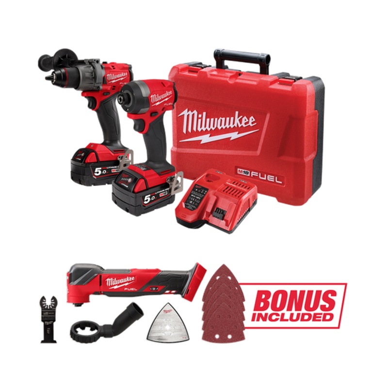 (d.)MILWAUKEE M18 FUEL 2 PCE POWER PACK 2AA3B C/W BONUS M18FMT-0 – M18FPP2AA3B502C