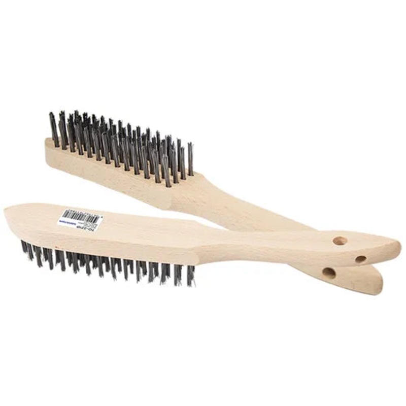 WIRE BRUSH STAINLESS 4 ROW WOODEN HANDLE