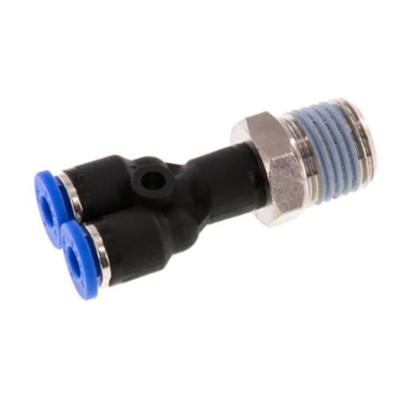 Threaded, Parallel Y Connector BSPP G1/8 x 4mm Tube apx4-01