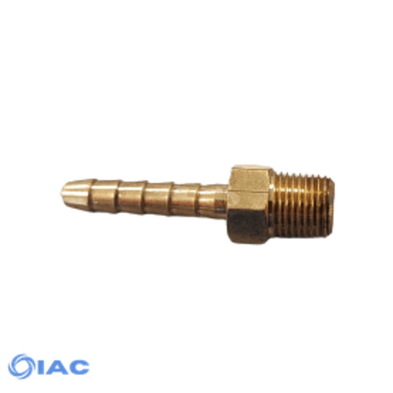 HOSE TAIL 1/4 TO 8MM MALE TAPERED BRASS CODE: HT14516