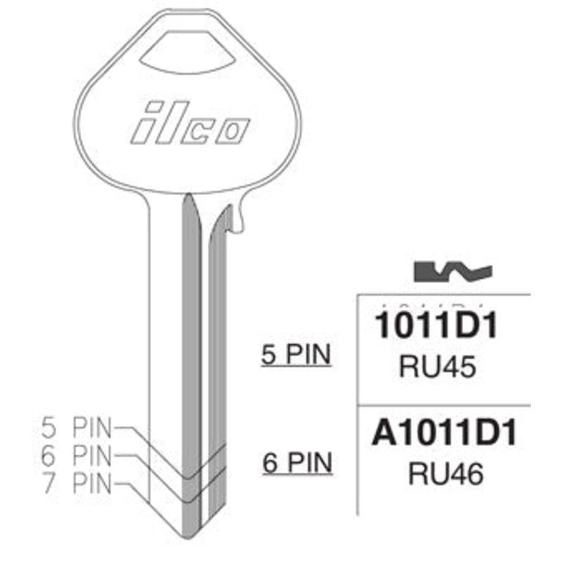 RU45 1011D1 Box of 50 Brass Key Blanks