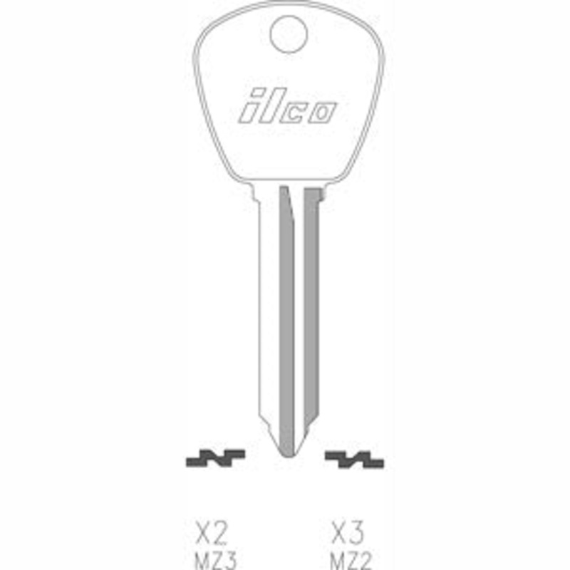 X2 MZ3 Bag of 10 Nickel Plated Brass Key Blanks