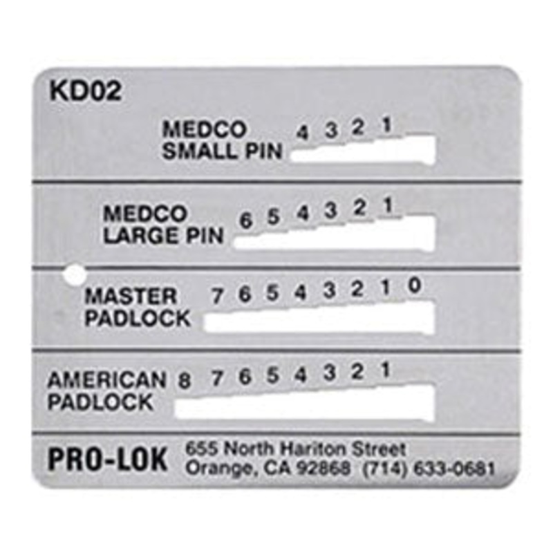 Medeco, Master Lock and American Padlock 4-IN-1 Key Gauge