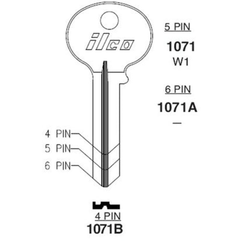 1071 W1 Bag of 10 Nickel Plated Key Brass Blanks