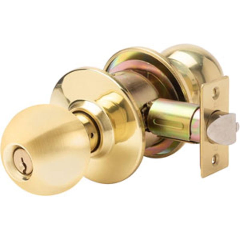 Commercial Knob Lockset Entrance Function 03 Polished Brass DL-SVB53-US3