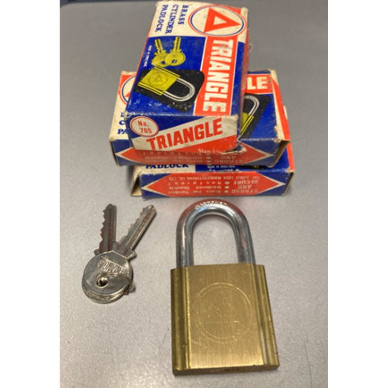 Set of 3 Brass Padlocks Keyed Alike ***NEW OLD STOCK***ONLY ONE SET AVAILABLE**