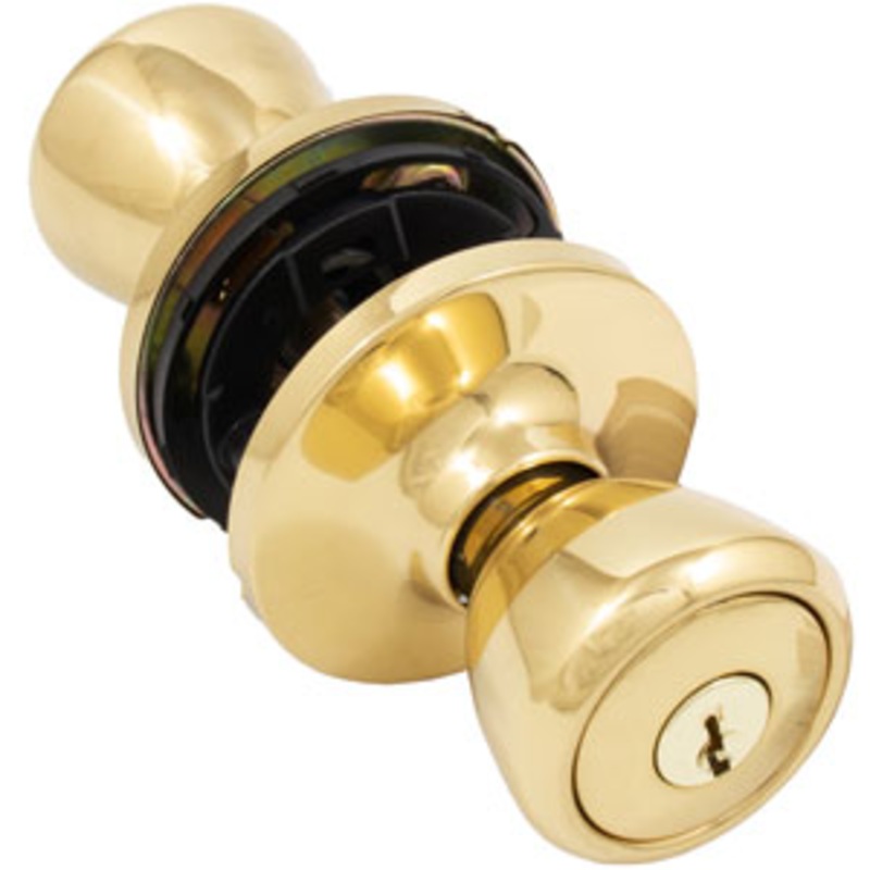 SC1 Polished Brass Tulip Knob Lockset Entrance HL260155