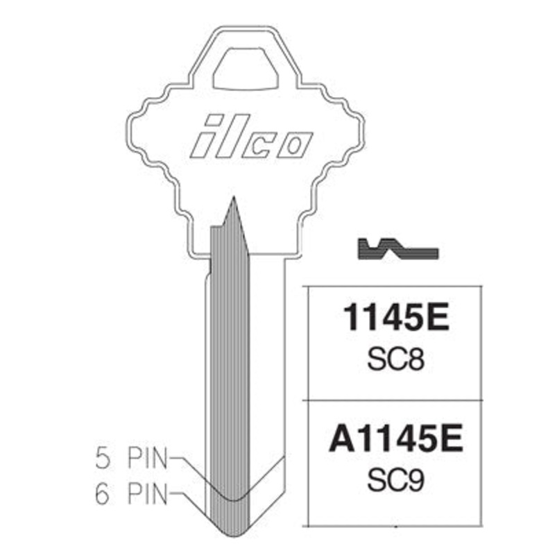 SC9 A1145E Bag of 10 Brass Key Blanks