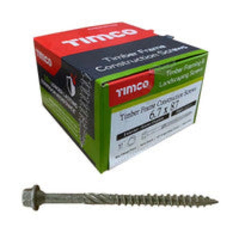 Timco Index Hex Head Timber Screw 6.7 x 87mm – Organic Green 50 Box
