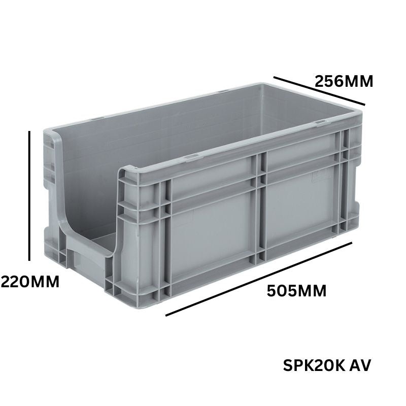 22 Litre Euro Box Open Front – 505mm x 256mm x 220mm – SPK20K AV