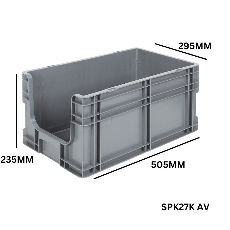 27 Litre Euro Box Open Front – 600mm x 400mm x 270mm – SPK27K AV