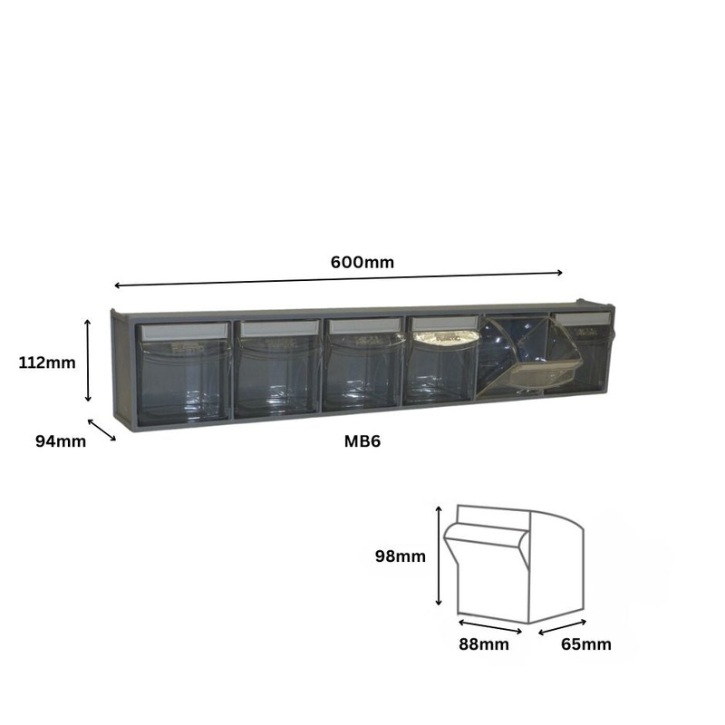 Tilt Bin MB6 – 600mm x 94mm x 112mm