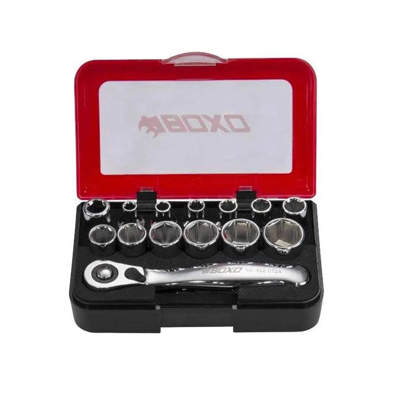 15-Piece Metric 1/4 Drive 6-Point Socket with Mini Ratchet Tool Set