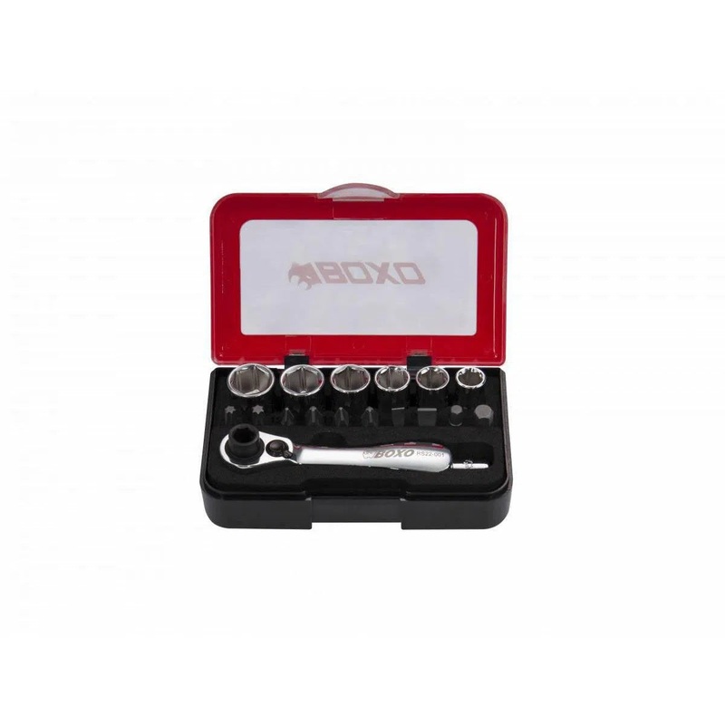 18-Piece Metric 1/4 Drive 6-Point Socket with 1/4 Drive & Bit Ratchet Head Tool Set