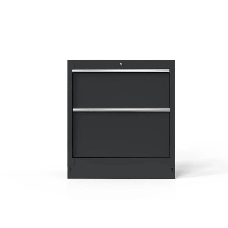 34 2-Drawer Cabinet with Aluminum Handle, Dark Grey