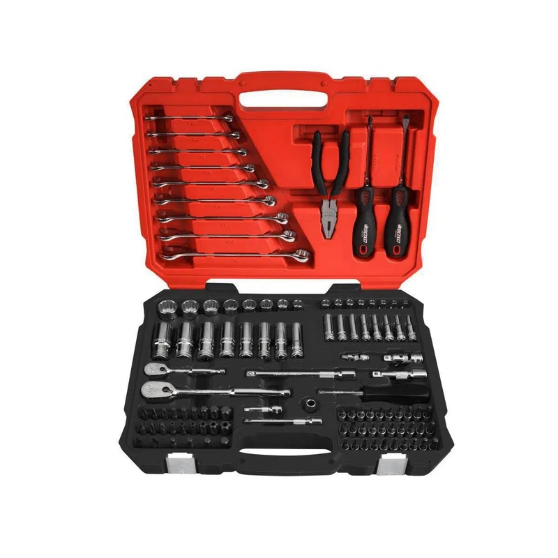108-Piece 1/4 & 3/8 Drive SAE 12-Point Socket, Wrench & Screwdriver Tool Set