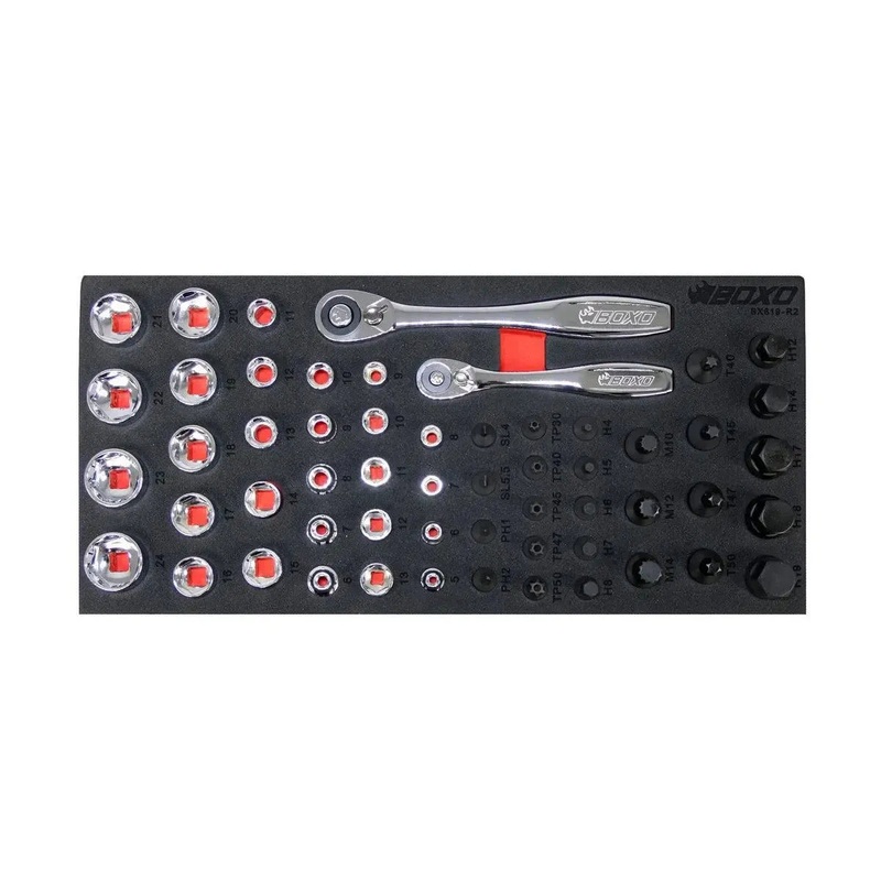 56-Piece 1/4 and 3/8 Drive Low Profile Socket & Bit Set | 1/3rd EVA Foam