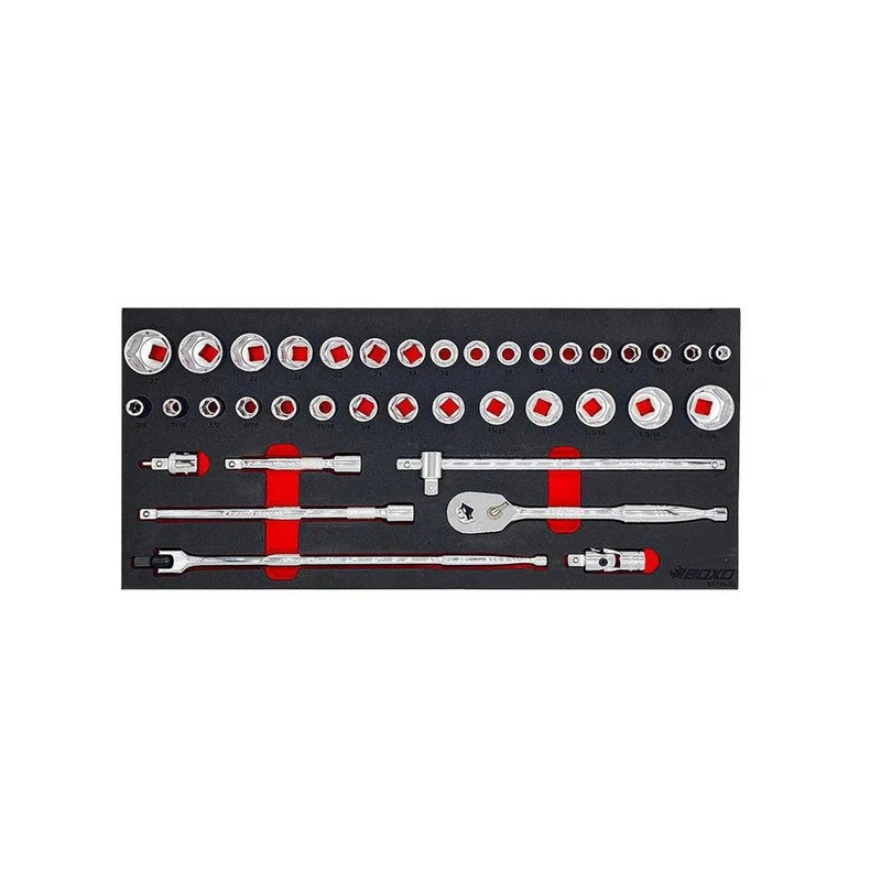 68-Piece 1/2 Drive Metric and SAE Combo Master Socket Set for 5-Drawer Hand Carry Box