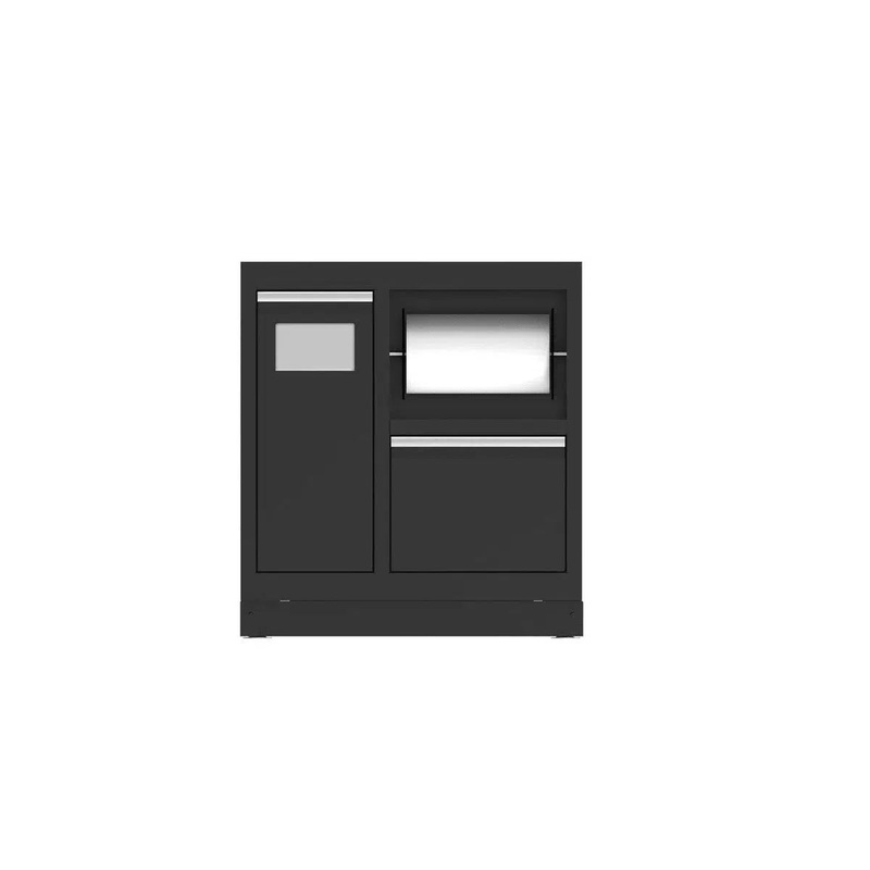 OSM Series | 34 Paper Towel & Trash Cabinet with Aluminum Handles | Dark Grey