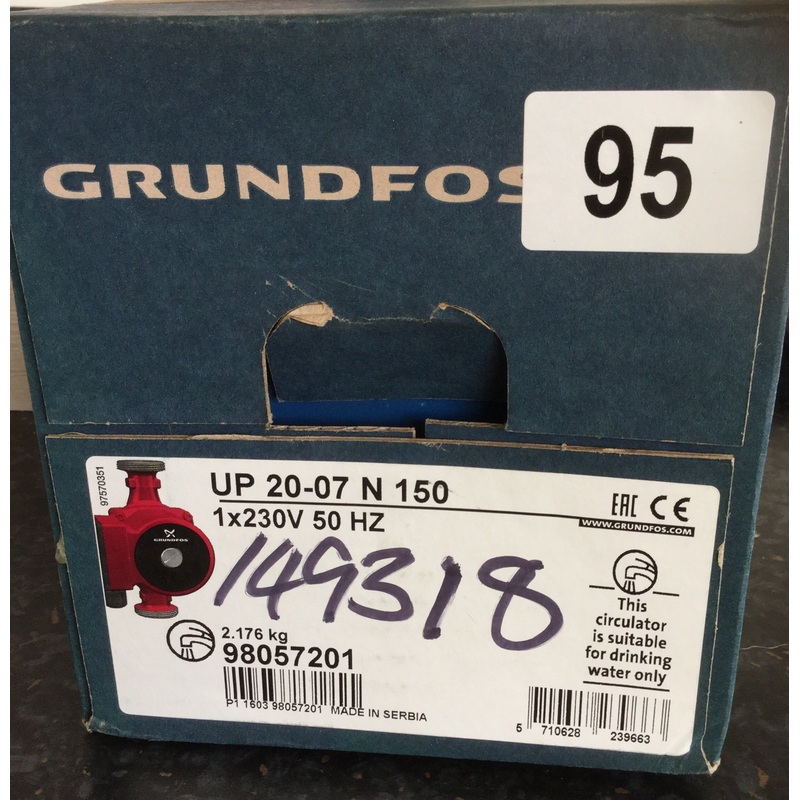 Grundfos Pump UP 20-07 N 150 Hot water circulator pump 20mm Stainless Steel 59640506 #86