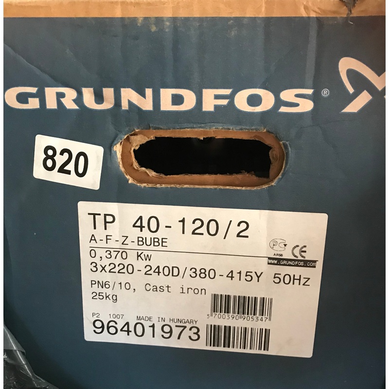 Grundfos TP 40 120/2 A F A BUBE 0.37kW Single Stage Single Head In Line Pump 415v 96401973 #820