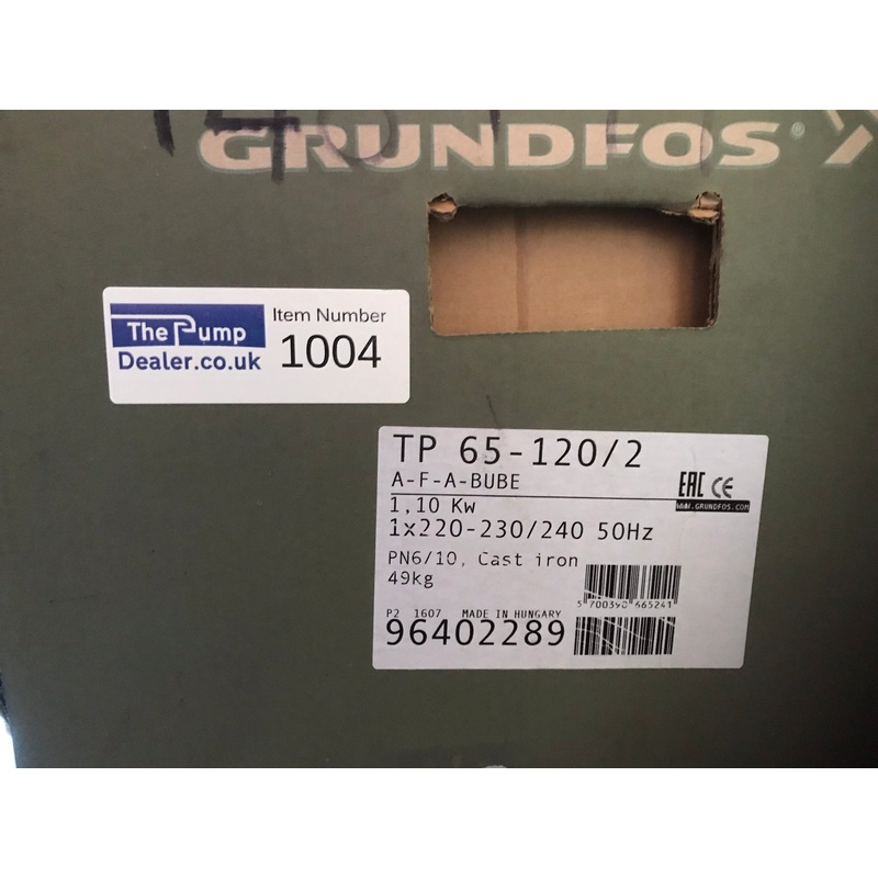 GRUNDFOS TP 65-120/2 A F A BUBE 1.1KW SINGLE STAGE SINGLE HEAD IN LINE 2 POLE 240V 96402289 #1004