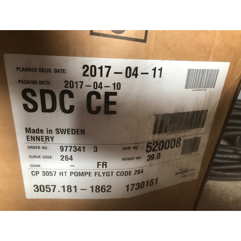 Flygt CP 3057.181 264 HT 1.5kw 240v submersible waste water pump #2428