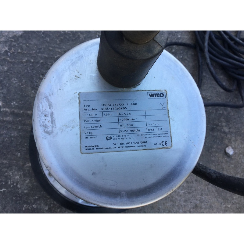 Wilo-Drain TP65E132/22-3-400 Submersible Sewage Pump 4007111 #640