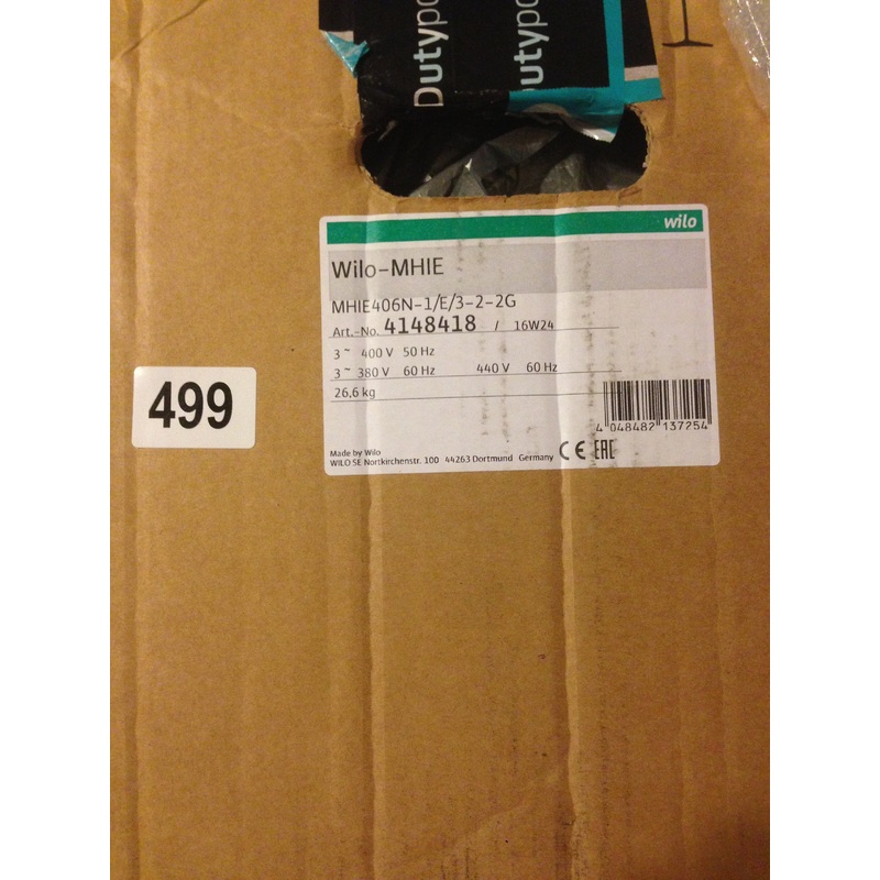 Wilo Economy MHIE 406N-2G 415v Stainless Horizontal Multistage Pump 4148418 #499