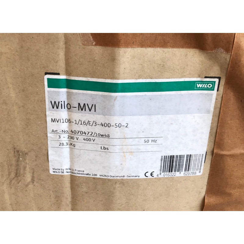 Wilo Pump MVI 106 Vertical multistage 4070472 400v #1571 USED