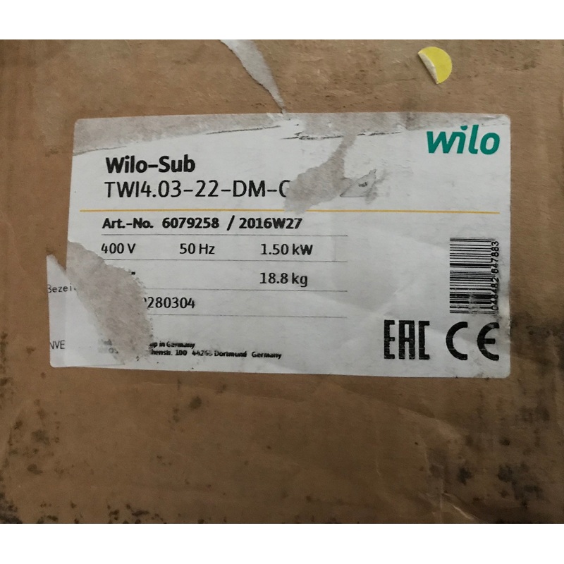 Wilo Sub TWI 4.03-22-CI borehole Pump 400v 4 multistage submersible 1.5kw #1568