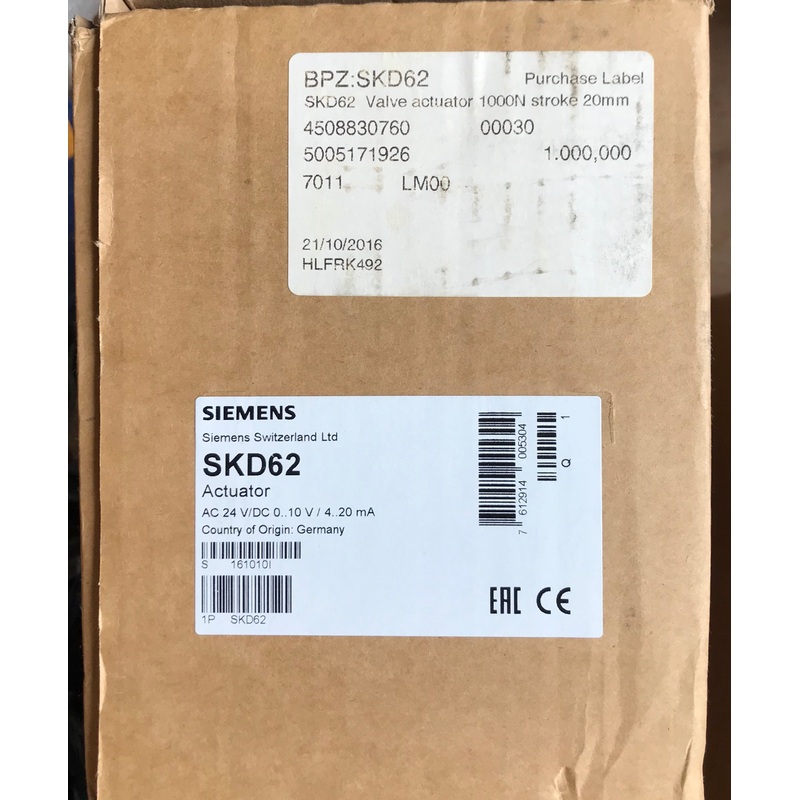 SIEMENS SKD62 24v Low Torque Spring Release Actuator #1818
