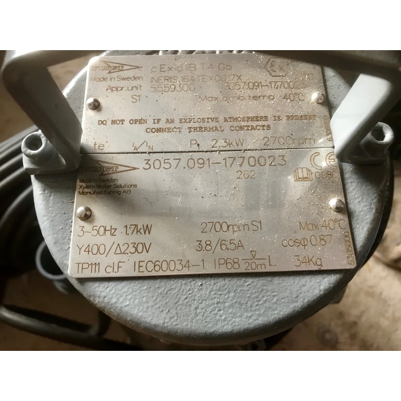 Flygt CP 3057.091 262 HT 2.3kW DN50 415v submersible waste water pump #2402