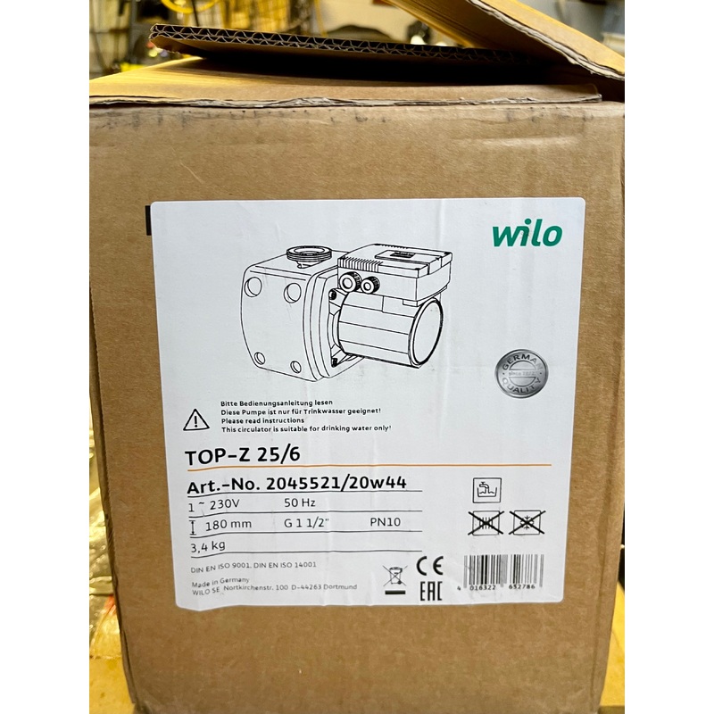 Wilo Top Z 25/6 240V 2045521 Circulator Pump Hot water drinking water #3498