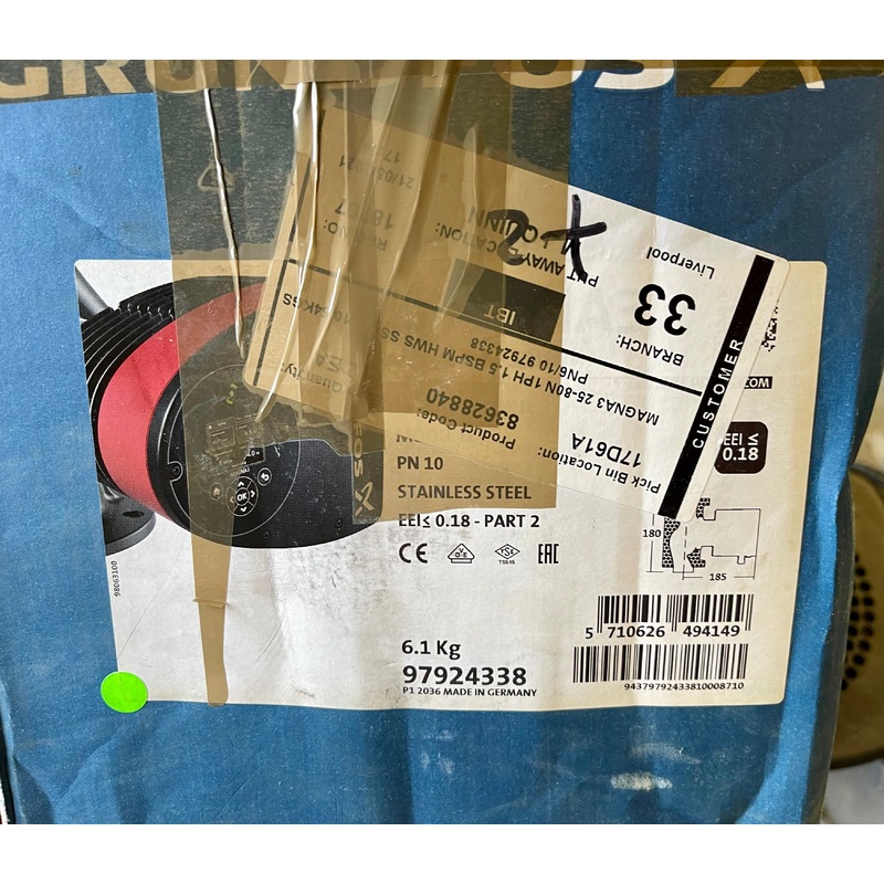 Grundfos Magna3 25-80 N 97924338 Stainless Circulator Pump #3273