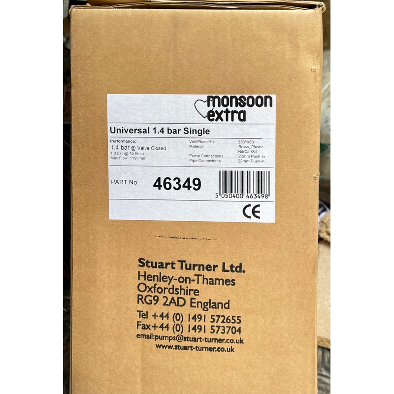 STUART TURNER CH 12-14 B 1.4 BAR NEGATIVE HEAD SINGLE BOOSTER PUMP 240V 46349 #3337