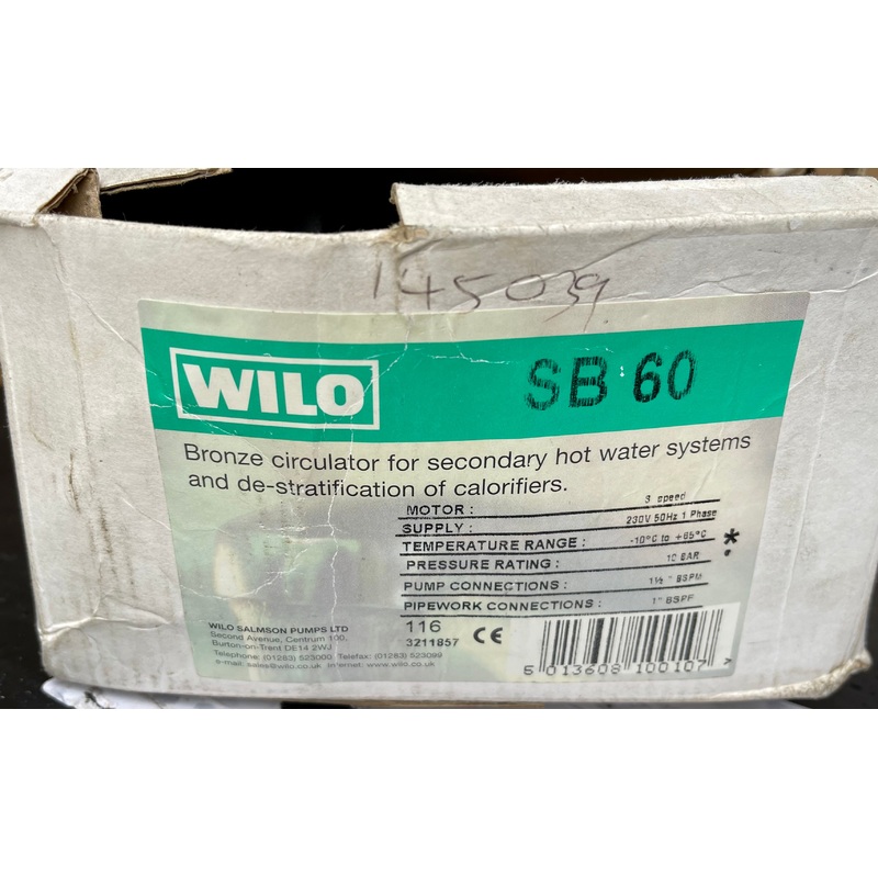 WILO SB60 (180) HOT WATER SERVICE CIRCULATOR 240V #3335