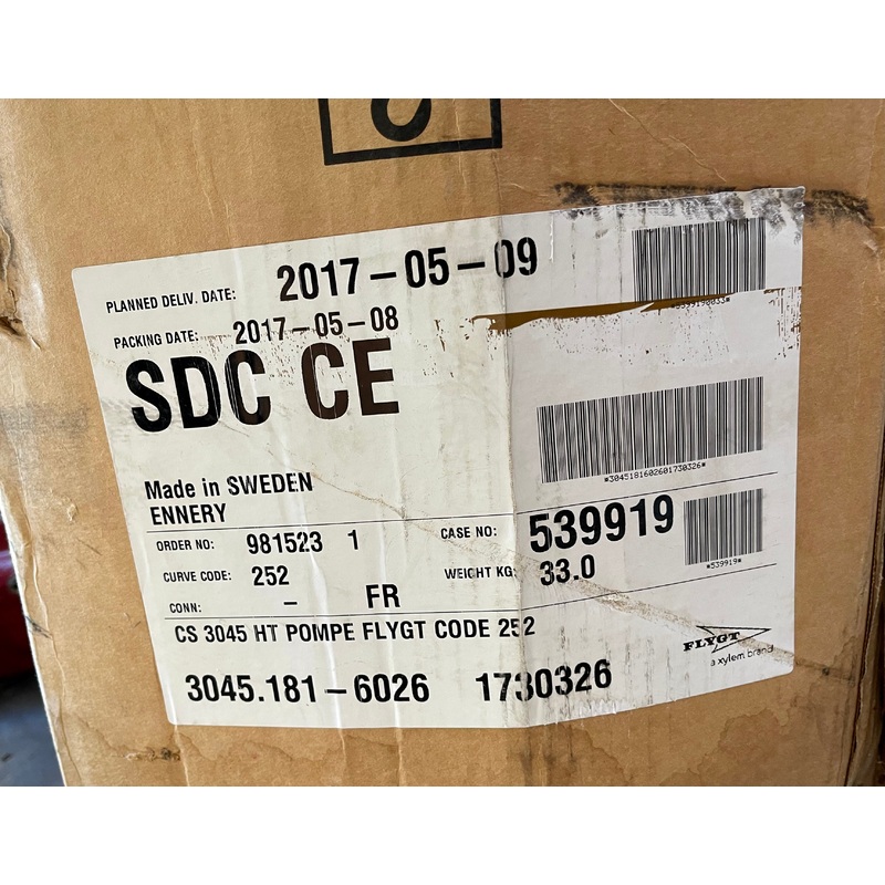 Flygt CS 3045.181 252 HT 0.75kw 230v submersible waste water pump DN50 #3993
