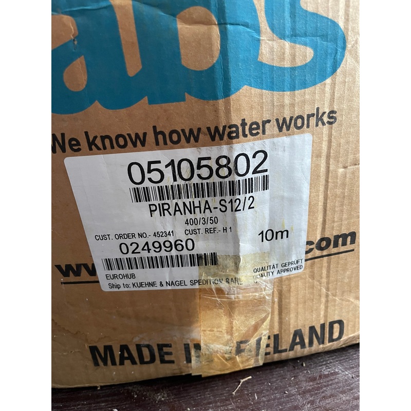 Sulzer ABS PIRANHA PIR-S12/2-D01*10-M 400V DN32 05105802 Submersible Waste Grinder Pump #3801