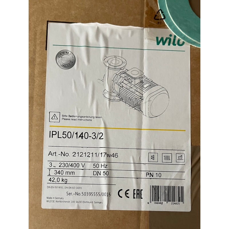Wilo VeroLine IPL 50/150-3/2 2121211 415v DN50 Circulator Pump 3kw #3981