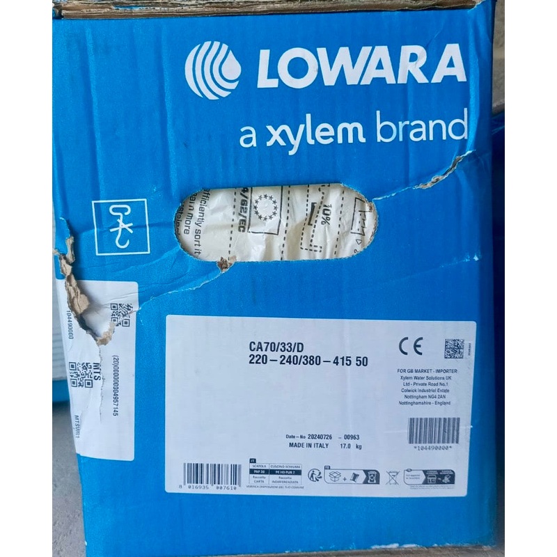 Lowara CA70/33/D 415v Horizontal End Suction Pump 10449000 0.75kW #4343