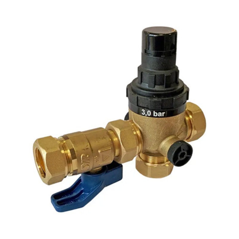 Heatrae Sadia Multibloc 3-Port Reducer with Stop Cock (No Relief) – 22mm – 95605869/95605021