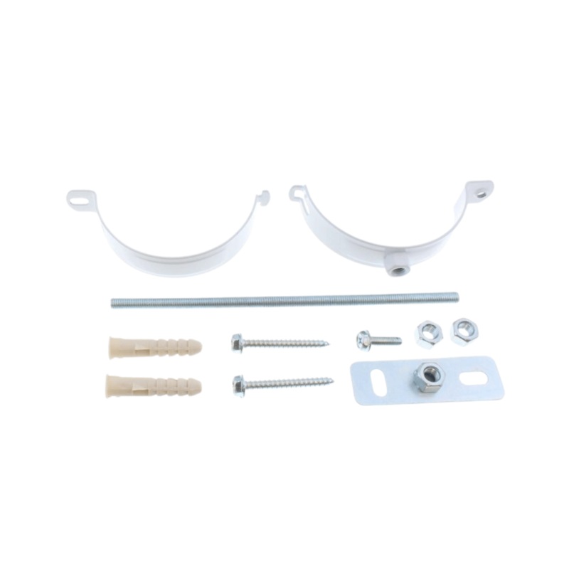 Universal Flue Support Bracket Kit with Mounting Plate – White – UNIFLUECLAMPKIT