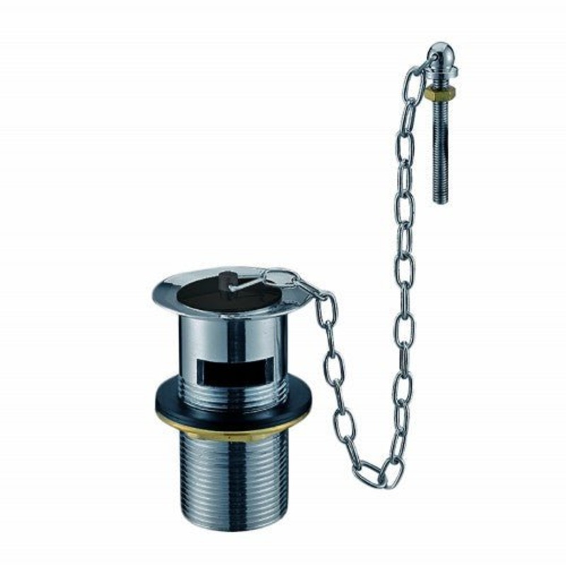 1 1/4 Chrome Plated Slotted Brass Basin Waste c/w Poly Plug, Chain & Stay