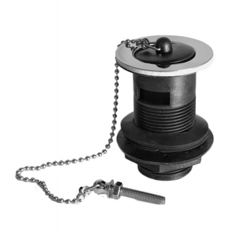 1 1/4 Chrome Plated Slotted Eco Basin Waste c/w Poly Plug, Chain & Stay