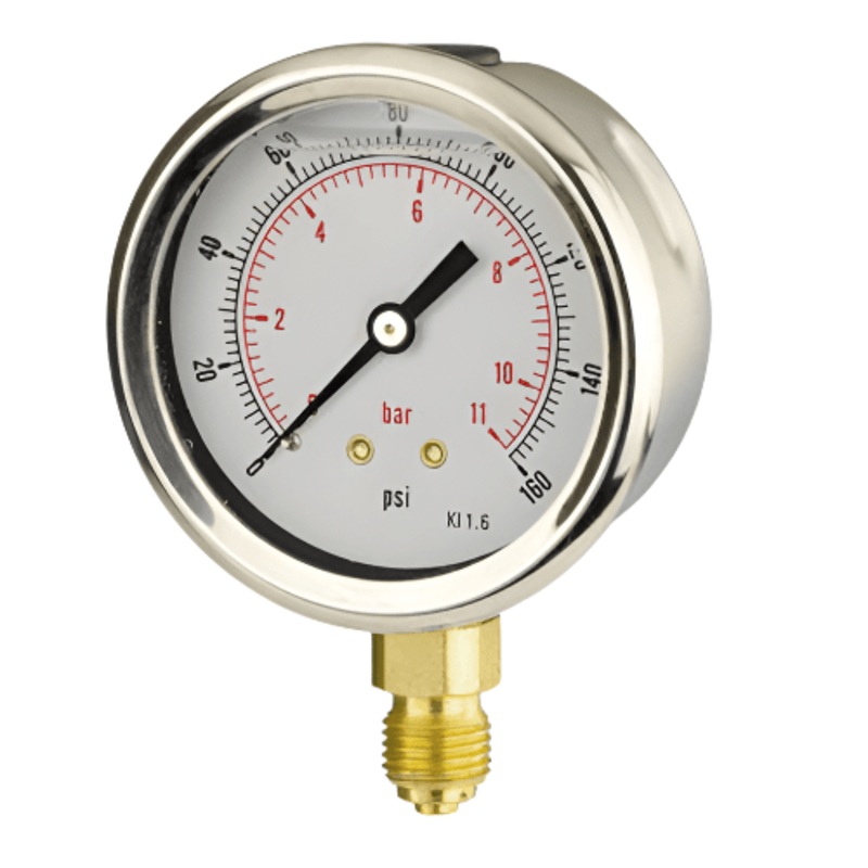 Pressure Gauge – 63mm Dial – 1/4 Bottom BSP – Glycerine Filled