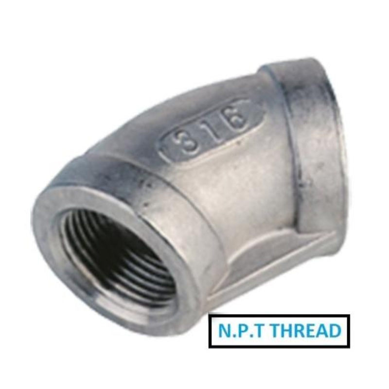 Stainless Steel 316 Female 45 Elbow 150lbs – NPT
