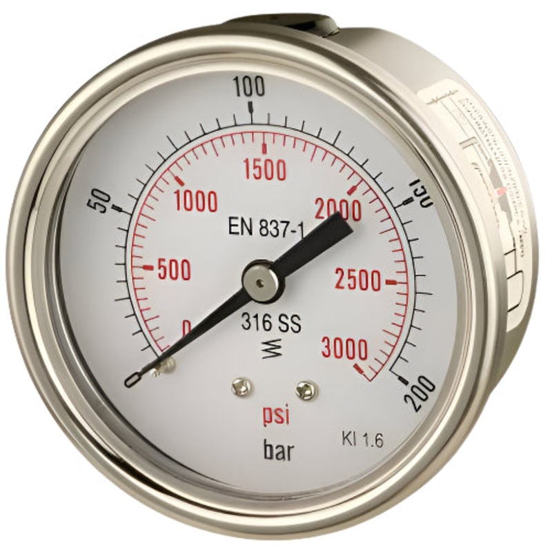 Stainless Steel Pressure Gauge – 63mm Dial – 1/4 Back Entry